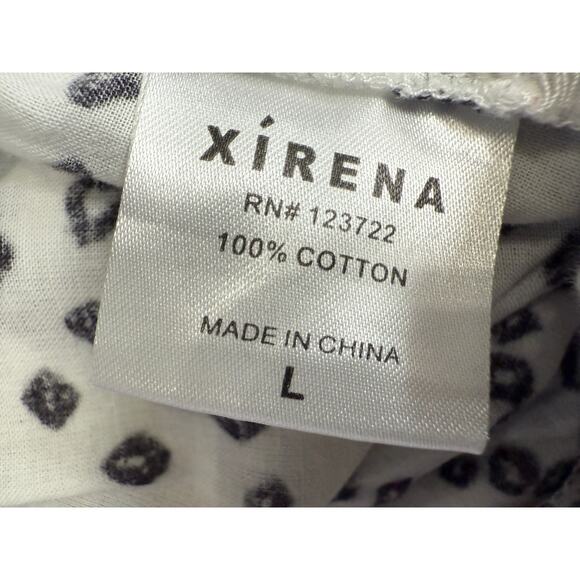 Xirena Talyn Geo Print Cropped Wide Leg Pants White Size L Pull On Drawstring - Picture 8 of 8